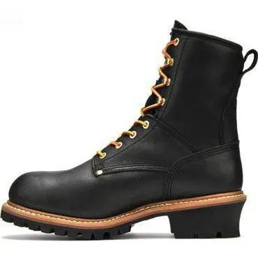 Carolina Men's Elm 8"� Steel Toe Waterproof INS Logger Work Boot - Black - CA5823