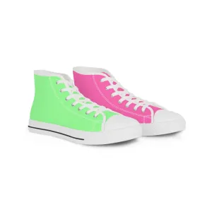 Men's Pink & Green Mismatched High Top Sneakers