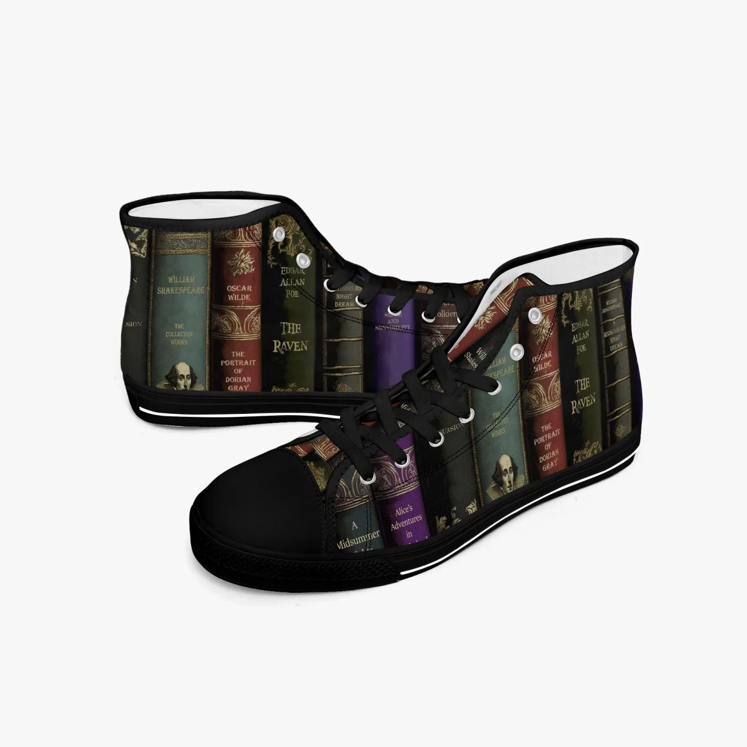 Vintage Library Books Hi Top Sneakers - Librarian Shoes - Dark Academia High Tops (JP4002)